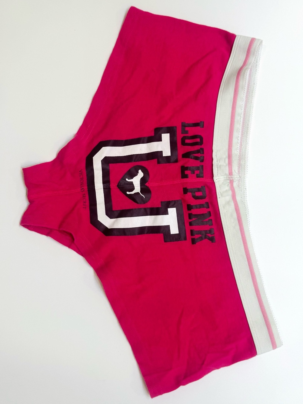 Victoria's Secret Hot Pink Cotton Boyshorts with Contrast Waistband